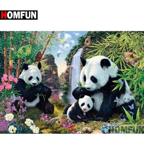 HOMFUN Full Square/Round Drill 5D DIY Diamond Painting "panda" 3D Embroidery Cross Stitch 5D Home Decor Gift A15634