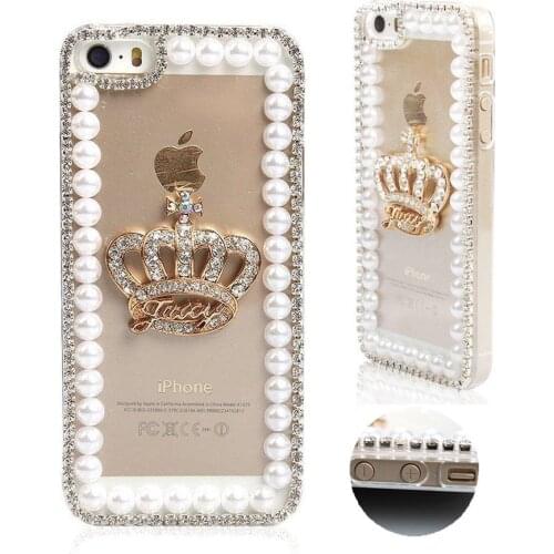 Bling Crystal Golden Imperial Crown Rhinestone Pearl Diamond Sparkle Case for iPhone 12 11 Pro Max X XS MAX XR 6S Plus 7 8 Plus