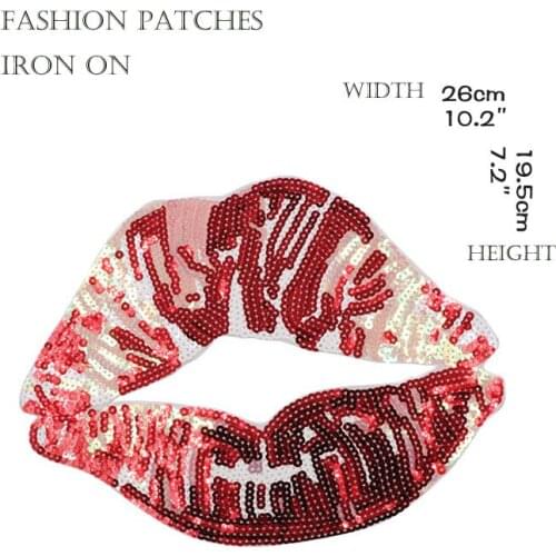 Large Sequin mouth patches for clothing DIY Iron on lip parch appliques Embroidery applique patch ropa clothing accessories