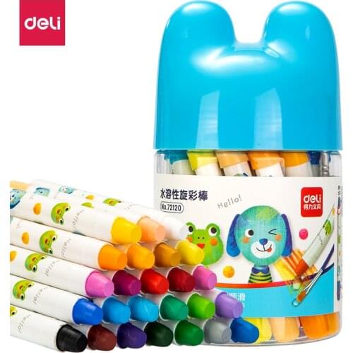 Deli 72120 24 color cartoon style color spinning stick Childrens kindergarten oil painting stick color graffiti painting