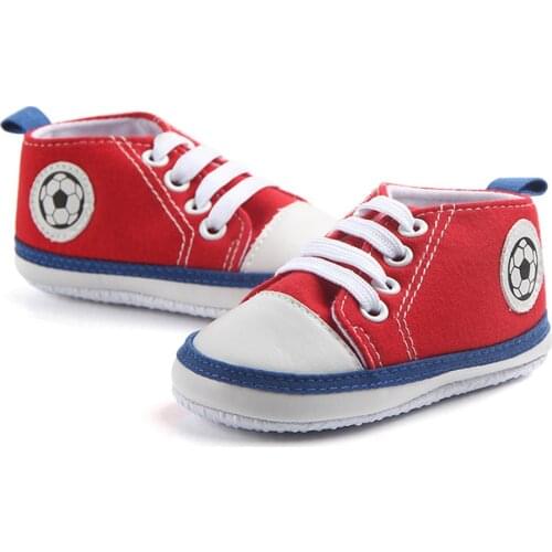 Baby Canvas Shoes For Newborn Print Football Pattern Baby Boys Shoes Anti-Slip Sneaker First Walker For 0-18M