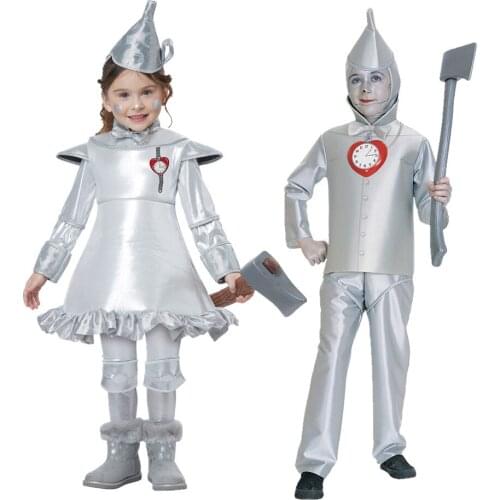 Kids Tin Man Costume Halloween Boy Girls Fairy Tale Party Cosplay Purim Fancy Dress
