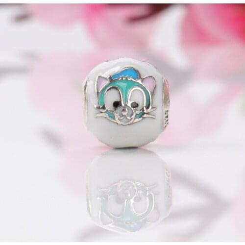 S925 Sterling Silver Cute Cartoon Blue Cat Charm Fit Original Charms Bracelet Necklace Pendant Diy Jewelry Making