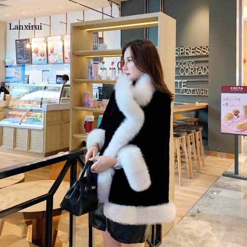 European and American brands the same autumn and winter new imitation mink fur coat female thick warm fur cape coat