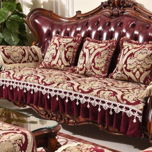 Europe Luxury Lace Jacquard Chenille Sofa Cover Couch Slipcover Furniture Loveseat Armrest Chair Protector Towel Anti Slip