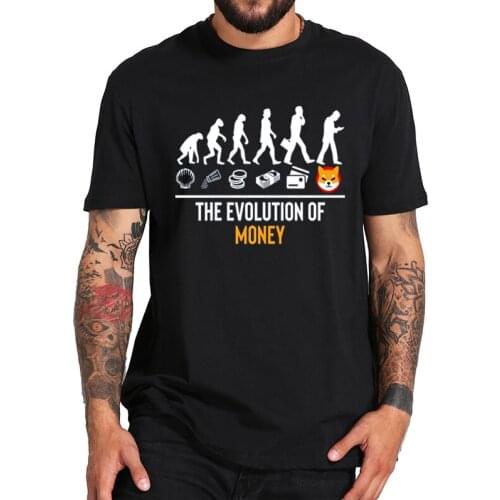The Evolution of Money SHIB Crypto T Shirt Shiba Inu Holder T-Shirt Fitness Crewneck Homme EU Size 100% Cotton Tops Tee