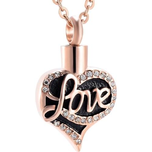 IJD2314 Cremation Funeral Stainless Steel Loved Heart To Keep your Beloved Memorial Ashes Holder Cremation Keepsake Necklace Urn