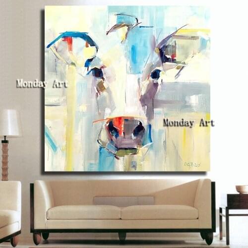 Handpainted Canvas Painting Cow Oil Painting wall picture Pop Art Wall Pictures animal painting for Living Room bedroom no Frame