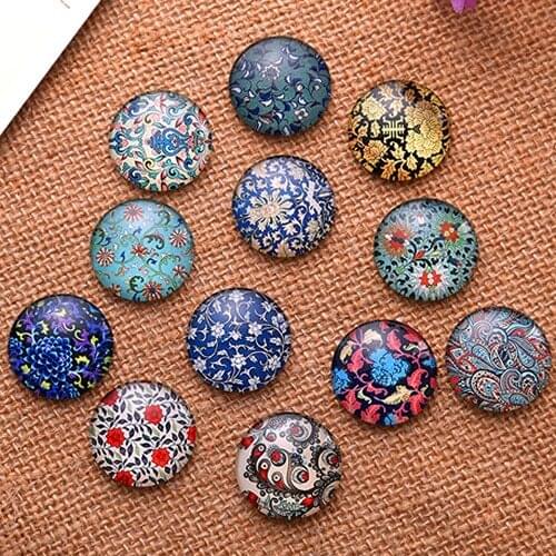 20mm Mixed Style Round Glass Cabochon Dome Jewelry Finding Cameo Pendant Settings 20pcs/lot K04788