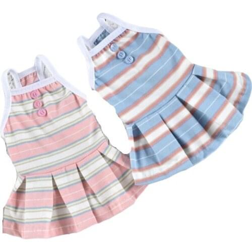 Summer Dog Dress Colorful Striped Skirt Yorkshire Pomeranian Poodle Bichon Schnauzer Pug French Bulldog Clothing Pet Clothes