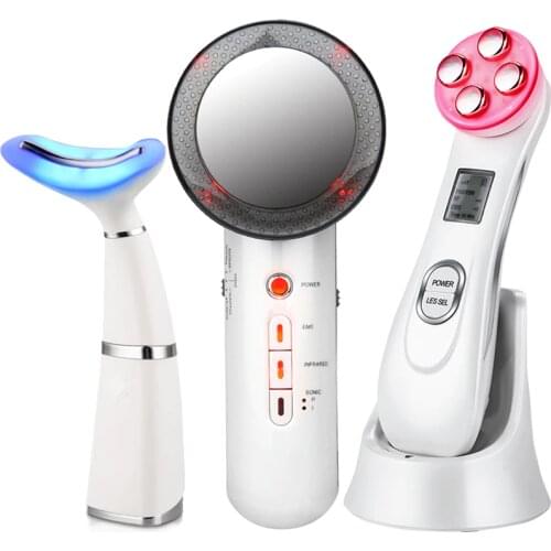 EMS Mesotherapy RF Radio Frequency Facial Beauty + LED Photon Heat Neck Lifting Anti-Wrinkle + Infrared Body Slimming Massager