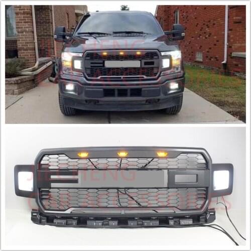 MODIFIED FRONT RACING GRILLE RAPTOR GRILL BUMPER MESH TRIMS COVER MASK GRILL FIT FOT F-150 F150 2018 2019 PICKUP CAR ACCESSORIES