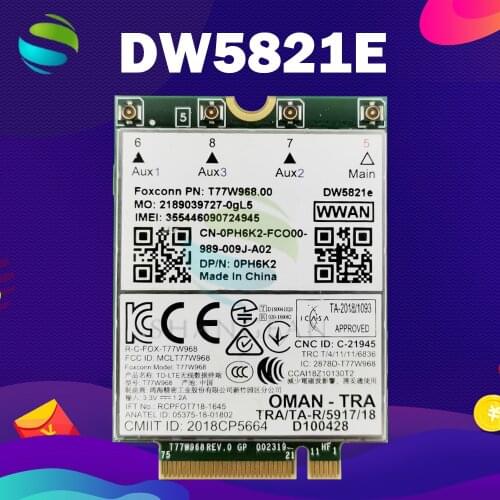 Foxconn DW5821e T77W968 LTE Cat16 M.2 4G module for Dell Latitude 7400 7400 2-in-1 5424 5420 Rugged 7424 Rugged Extreme