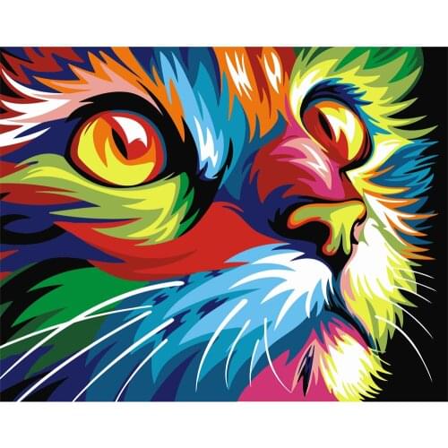 Diy Frame Animal Abstract Picture Cat Diy Painting By Numbers Modern Wall Art Picture Handpainted Home Decor Artworks 40x50cm