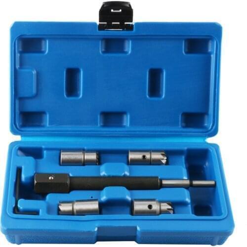 5PCS Diesel Injector Seat Cutter Removal Tool Kits Cutter Cleaner tool