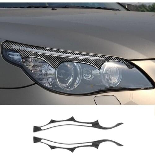 Fit For BMW 5 series E60 3D Carbon Fiber Headlights Eyebrows Eyelids Car Styling Front Headlamp Trim Cover Accessories
