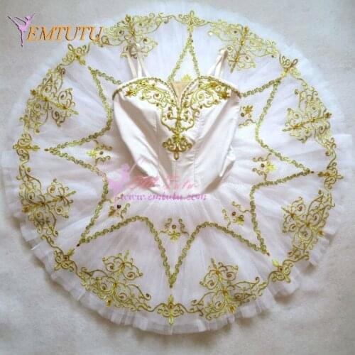 Adult professional ballet costumes Nutcracker tutu white gold concert platter competition performance classical ballet tutus