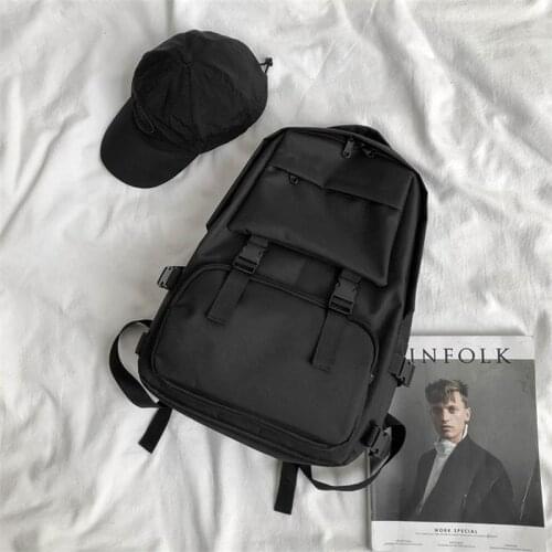 New mens simple trendy cool backpack casual large-capacity travel female student school bag Japanese Harajuku tooling backpack