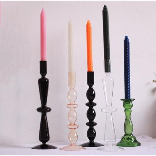 Clear Candle Holders Glass candlestick Holder Decoration for Ceremony Wedding Centerpiece and Home Decor