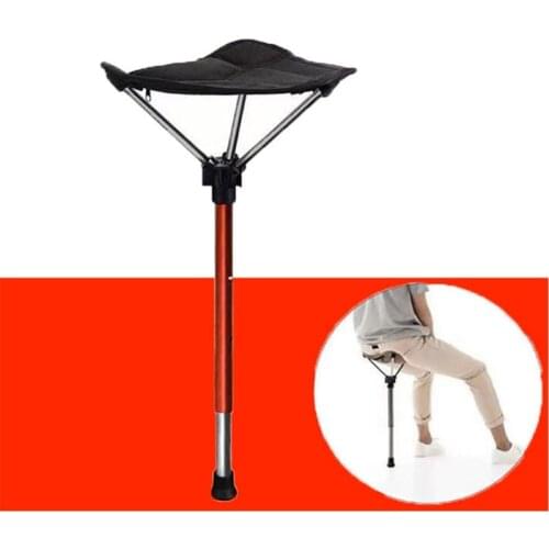 Adjustable Telescopic Folding Stool Portable Single Leg High Chair Tall Slacker Chair For Outdoor Camping Walking Hunting Hiking