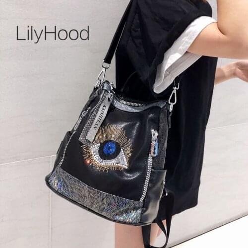 Microfiber Synthetic Leather Diamond Backpack for Women Fashion Casual School Book Big Capacity Black Knapsack Bag with Chain