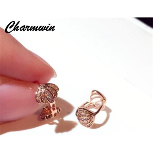New Fashion Korean Hoop Earrings For Women Super Flash Rhinestone Shell Earrings Female