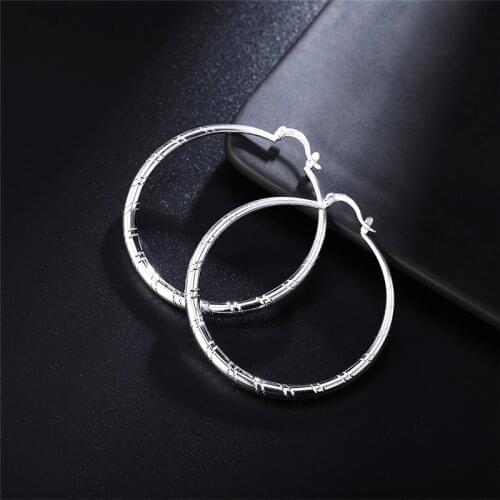 Pure Silver Large Hoop Earrings For Women 3/4/5/6cm Round Circle Earing Brincos Femme 2020 Trendy Jewelry Accesories BIjoux