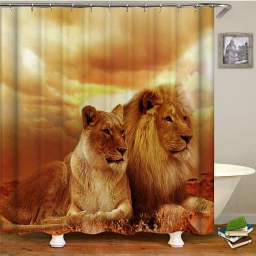 3D Print Animal Shower Curtains Bath Screens Waterproof Curtains for Bathroom Decor Customized Lion Tiger Beast