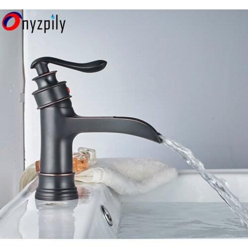 Waterfall Bathroom Basin FaucetORB Single Handle Faucets Hot and Cold Water Mixer Faucet
