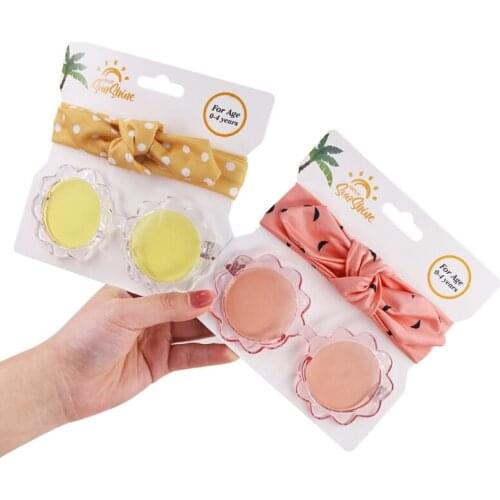 Baby Girls Headband Sunglasses for Toddler Girls Flower Shaped Sunglasses with Cute Headband Set 0-4 years