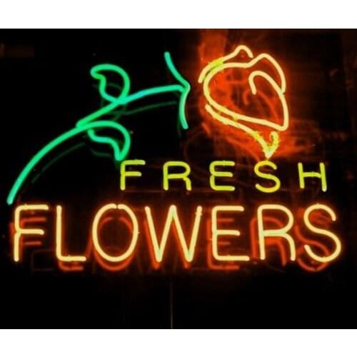 Fresh Flower Neon Light Sign real Glass Tube Neon Bulb Sign Decor Wall Store Coffee Neon board Sign lamp anuncio luminoso Atarii