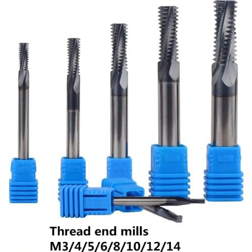 Carbide thread end mills 4F-M3 M4 M5 M6 M8 M10 M12 M14 thread mills, thread milling cutter with TIALN coating Free Shipping
