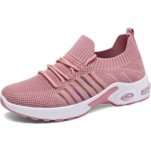 Womens Sport Shoes 2021 New Casual Shoes Fly Woven Mesh Comfortable Soft Bottom Running Shoes Breathable Sneakers scarpe donna