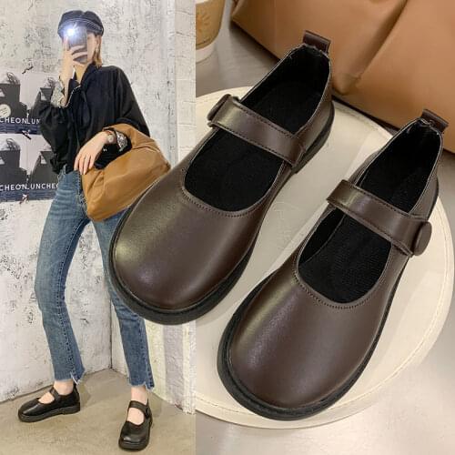 Women Platform Shoes Leather Mary Shoes Spring Autumn Ladies Girls Japanese High Heels Thick Bottom Shoes 2021