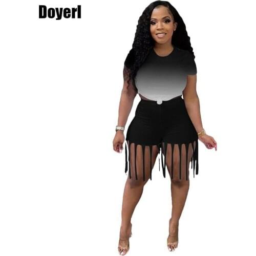 Women Casual Two Piece Sets Summer Crop Top and High Waist Shorts Co Ord Sets Club Outfits Tassel 2 Piece Sweat Suit Short Set
