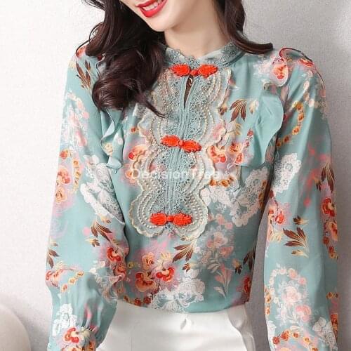 2021 ladies silk cheongsam blouse elegant qiapo shirts full sleeve chinese qipao tops chinese vintage clothing cheongsam blouse