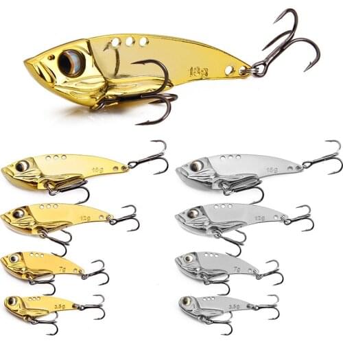 3.5/7/12/18g 3D Eyes Gold Silver Metal Vib Blade Lure Sinking Vibration Baits Artificial Vibe for Bass Pike Perch Fishing