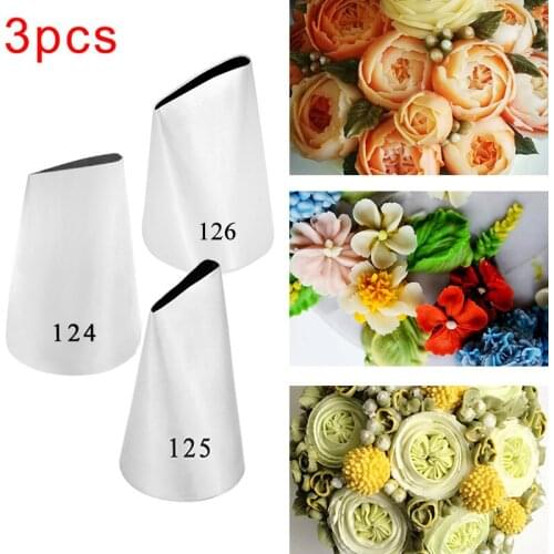 3 Pcs/Set Austin Rose Petals Stainless Steel Icing Piping Nozzles Fondant Cake Decorating Pastry Sets Tools Bakeware