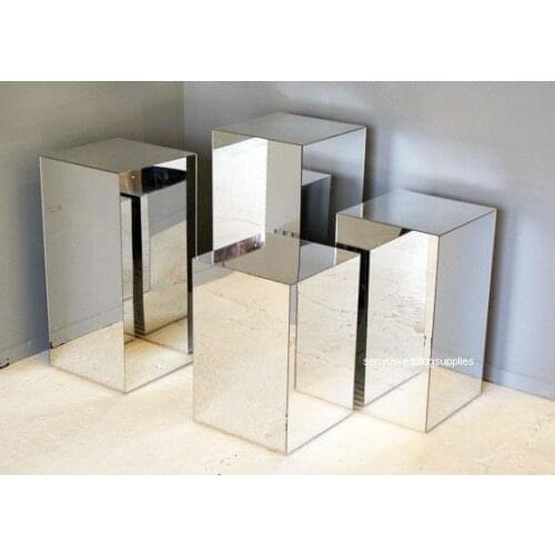 4pcs/8pcs/set)square sliver wedding acrylic plinth stand perspex cylinder pedestal senyu1672