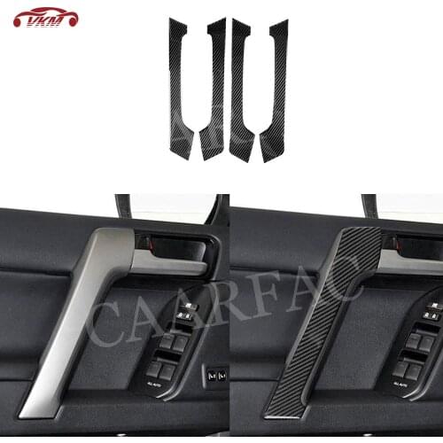 4 PCS/Set Carbon Fiber Door Inner Handle Trim Cover Stickers For Toyota Land Cruiser Prado 2010-2018 Car Accessories