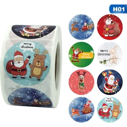 500Pcs/Roll Merry Christmas Kraft Handmade Sticker Santa Label Sealing Stickers Wedding Decor Party Supplies