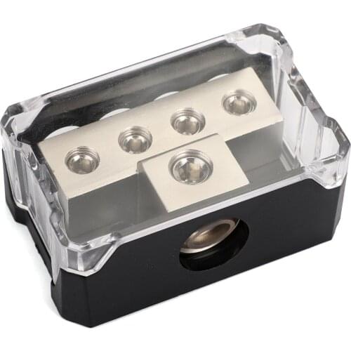 Areyourshop Nickel Plated Splitter Heat resistant Distribution Block T Type 1x0GA In 4x4GA Out Splitter for Car Audio Marine