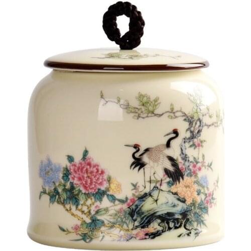 4 Patterns Large Ceramics Tea Sealed Jar Chinese Style Tea Box Portable Organizer Landscape Painting Storage Tank Coffee Contain