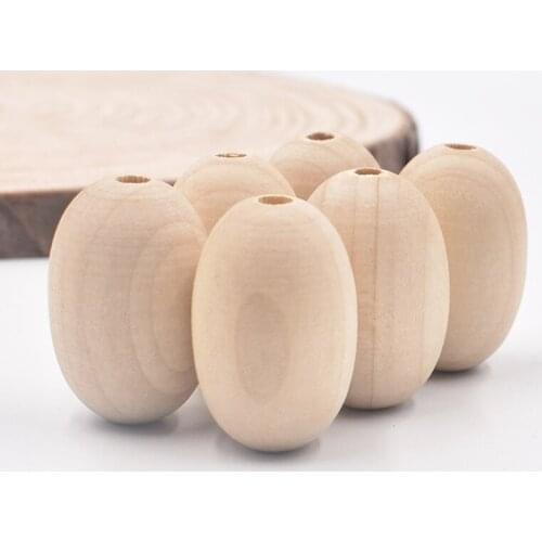 10pcs 30x20mm Natural Oval Wood Beads Wooden Barrel Beads Wood Loose Spacer Beadsfor Jewelry Making DIY Handmade Craft