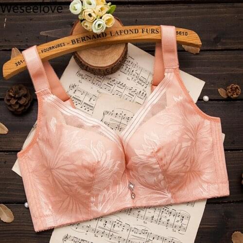 Weseelove No Sponge Bra Slim Full Cup Underwear Female Plus Size Women CDE Soutien Gorge Push Up Bras Lace Bralette Woman M13