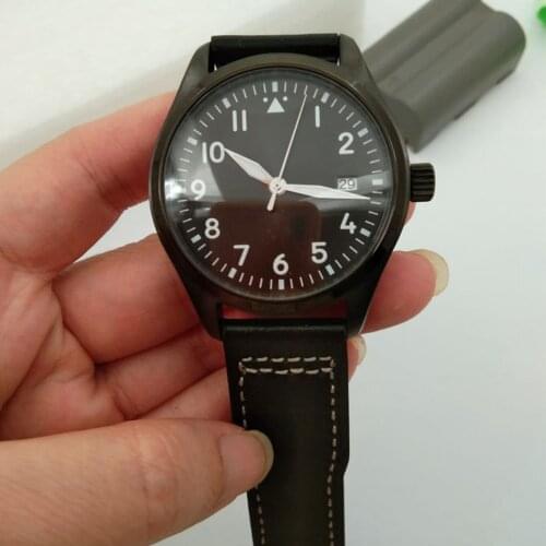 Mens Watch Sport Military NH35 Mechanical Automatic Wristwatch Sterile Dial Leather Luminous Date Male Clock Relogio Masculino