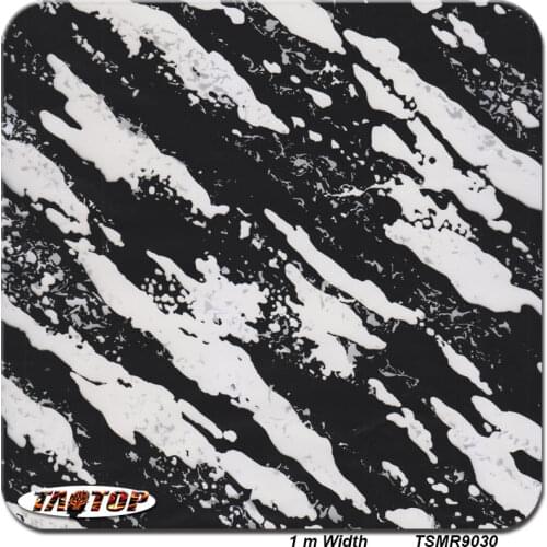 TSMR9030 1M * 10M black and white camo camouflage Popular Hydro Dipping Water Transfer Printing Films Hydrographics Film