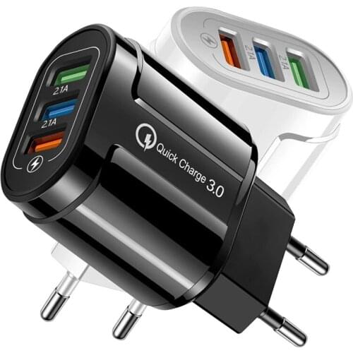 QC3.0 Digital ChargerLED Display 3USB Digital Display Fast Charging Charger Smart Phone Charging Plug AU/UK/EU/US Wall Adapt