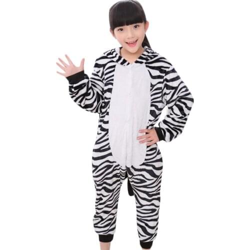 Kid Cute Zebra jumpsuit Cosplay,Boys Girls Party Clothes Flannel Pajamas Children Pyjamas Hooded Sleepwear Animal Owl Cosplay