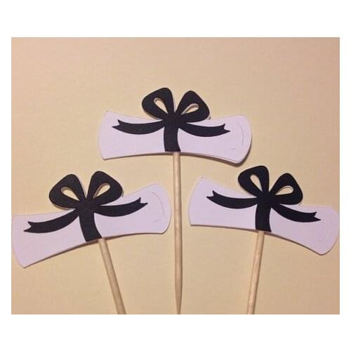 Diploma cupcake toppers Graduation Cap party Food Picks toothpicks cake topper decorations